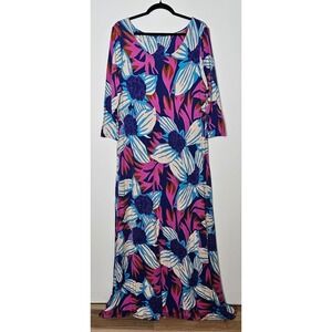 Soft Surroundings XL Serena Maxi‎ Dress Floral Long Sleeve Casual Womens Vibrant